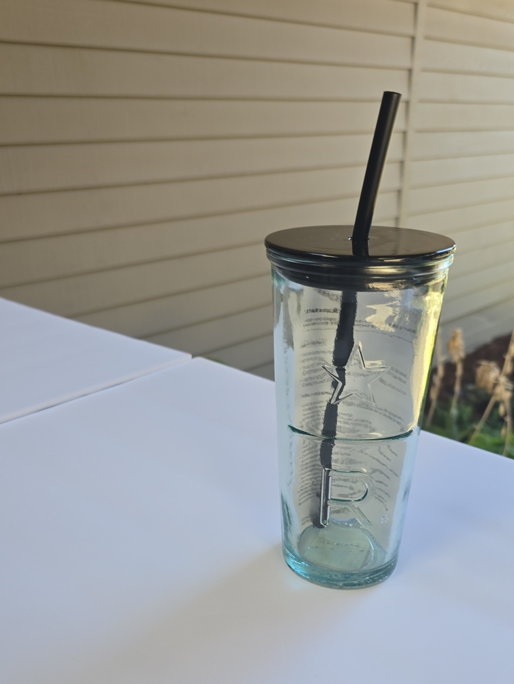 Starbucks Reserve Clear Glass Tumbler with Black Lid & Straw